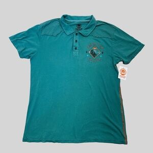 American Fighter Garder Polo Shirt L Short‎ Sleeve Relaxed Mens Lightweight Teal